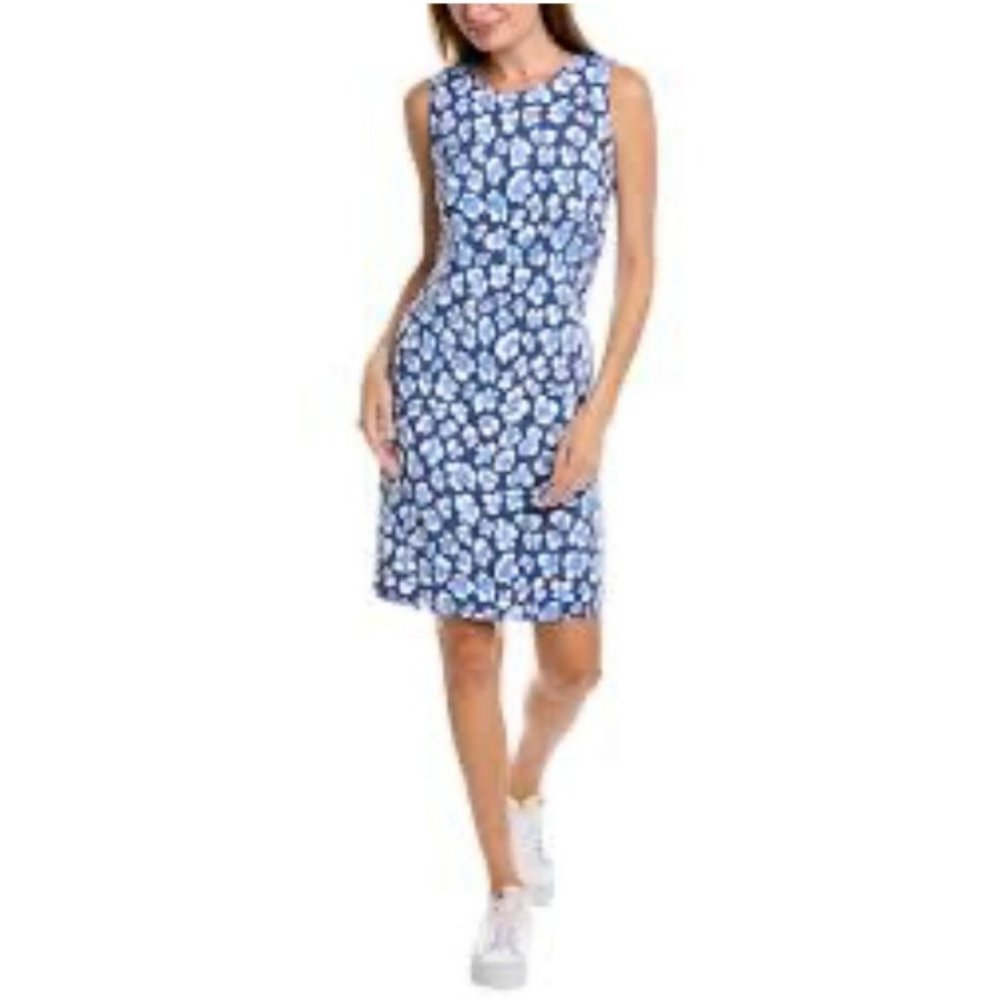 J. McLaughlin Sophia Dress M Medium Blue White Stretch Catalina Cloth $219 - Picture 8 of 13